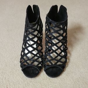 a.n.a Black Caged Heeled Sandals